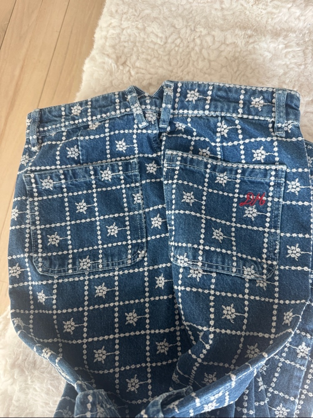 Damson Madder Drew Embroidered Cargo Jeans NWT | Size 4 | Blue - Picture 6 of 7